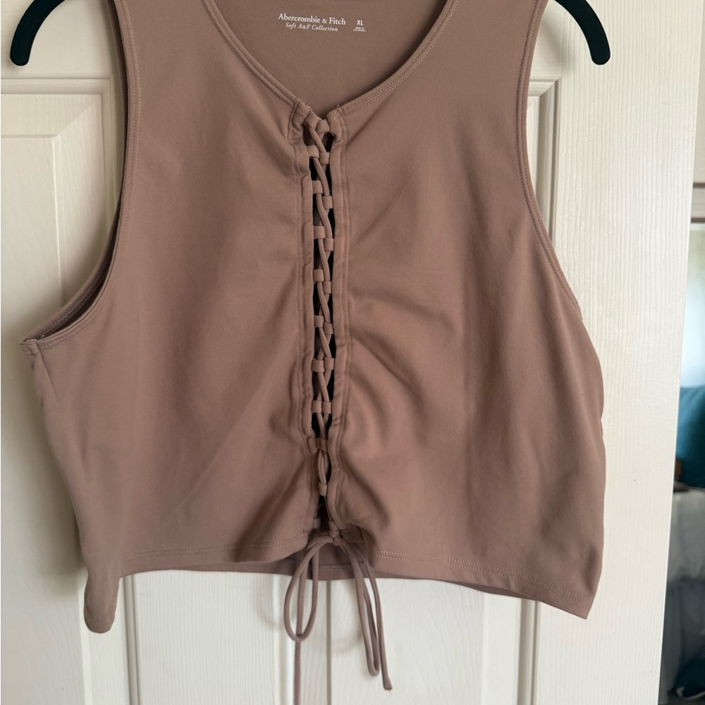Abercrombie & Fitch Women's Tan Lace-Up Tank Top
